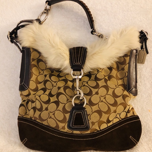 Coach purse with real rabbit fur - Picture 1 of 6